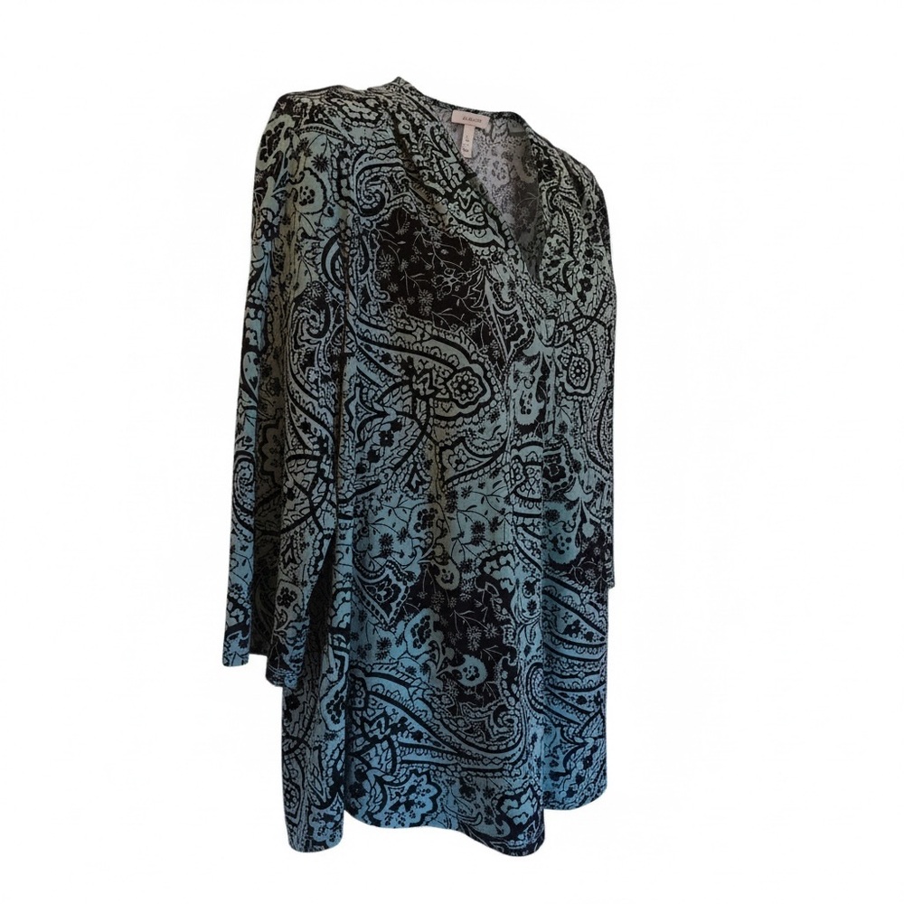 Charter Club Paisley Women’s Top Blue and Black Size 1X